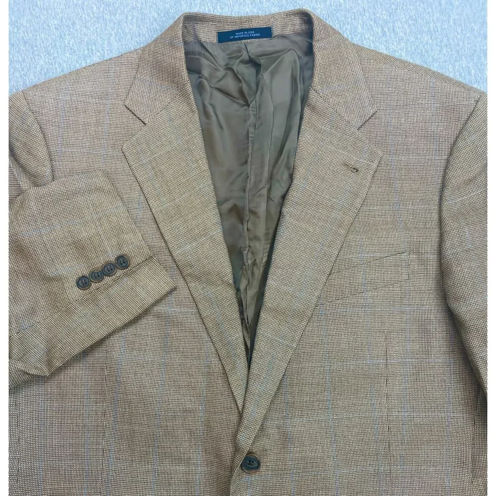 Joseph‎ Abboud Blazer Mens 44R Windowpane Wool Silk Sports Jacket Made In USA